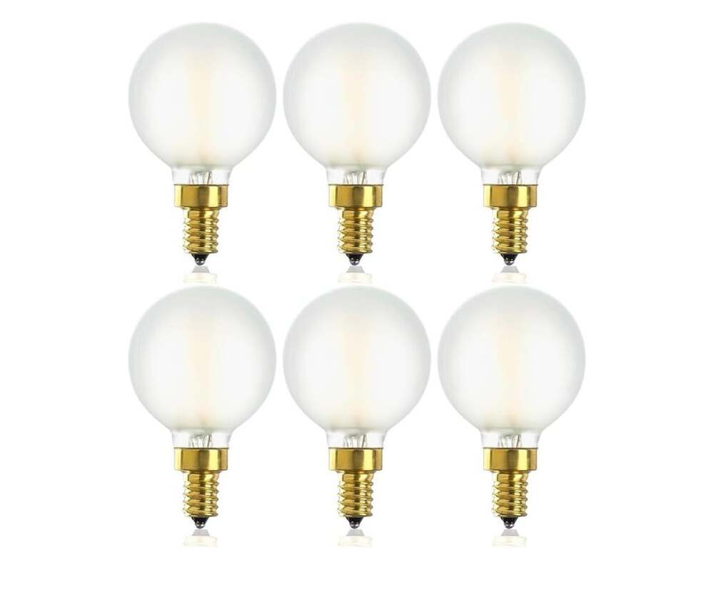 LEOOLS Dimmable G16.5 E12 LED Frosted Globe Light Bulbs 6 Pack